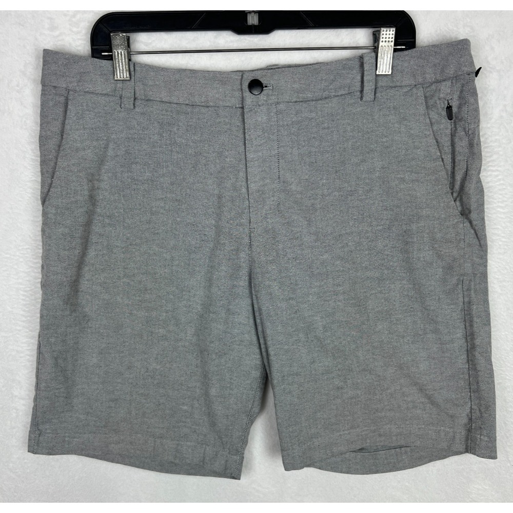 Lululemon‎ Commission Shorts Mens 36 Gray Zip Pocket 9'' Inseam Slim Fit Chino